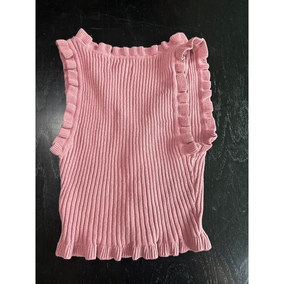 Aeropostale Size Small- Dusty Rose Pink- Sweater Crop Ribbed Tank- romantic top - Picture 8 of 8